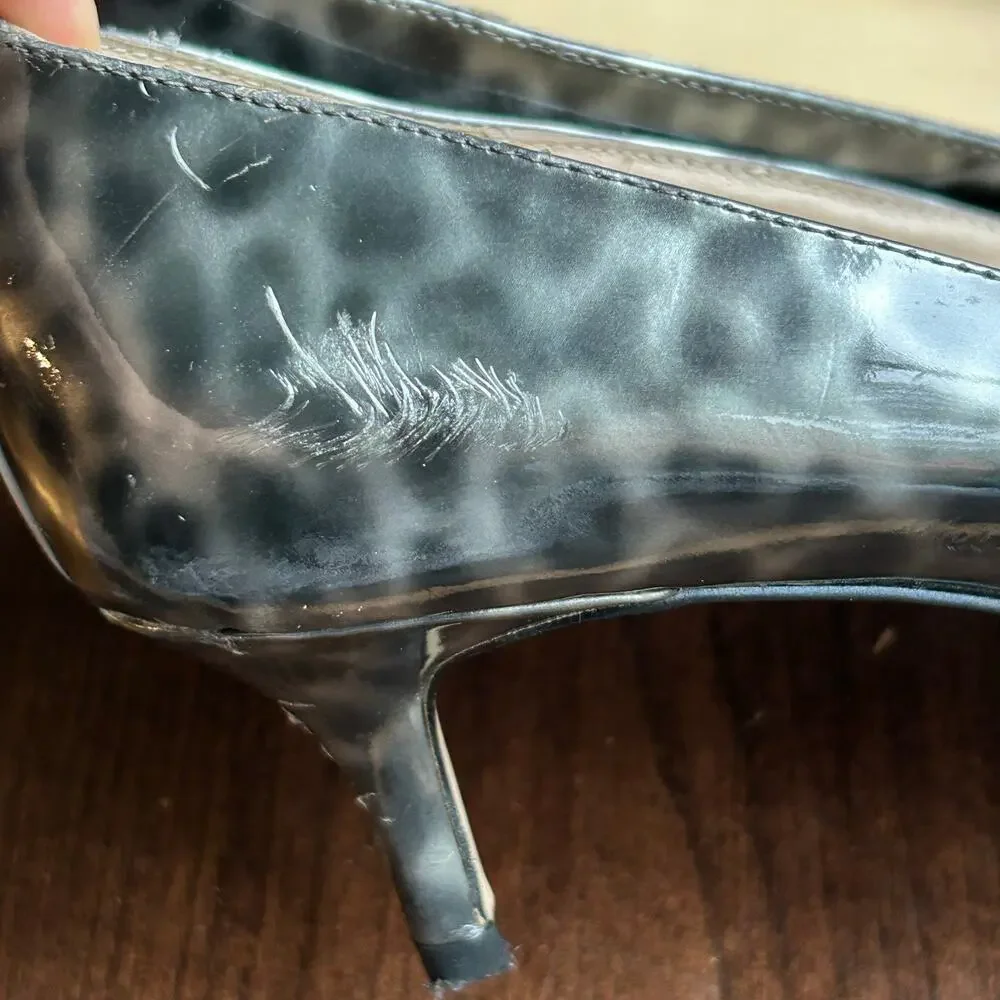 Kate Spade Tortoise Patent Leather Heels Animal Print Metallic Size 9.5